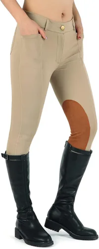 Miniatura 7 de beroy Pantalones de equitación para niños, con parches para la rodilla, pantalones ecuestres con cremallera frontal y bolsillos