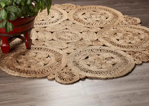 Miniatura 14 de LR Home - Alfombra ovalada de yute natural de 5 x 7 pies para decoración del hogar, alfombras trenzadas para sala de estar, dormitorio, sala