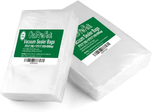 O2frepak 200 bolsas selladoras al vacío, 100 unidades de cada tamaño de 8 x 12 pulgadas de cuarto de galón y 10 x 13 pulgadas, sin BPA, sellado al