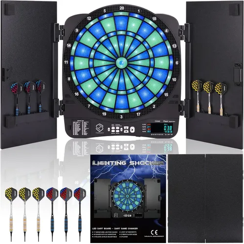 Turnart Electronic Dart Board,13 inch Illuminated Segments Light Based Games Electric Dartboard for Adults Tested Tough Segment for Enhanced