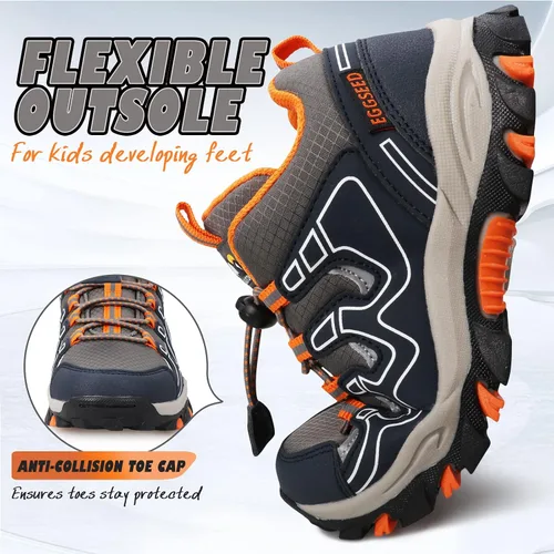 Miniatura 3 de UOVO Tenis para niños y niñas, para senderismo, correr, caminar al aire libre, tenis impermeables antideslizantes