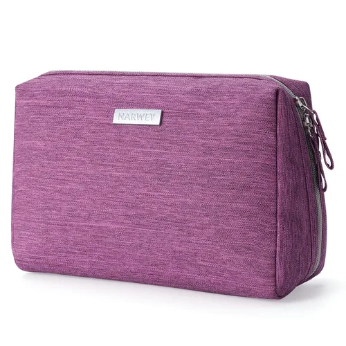 Narwey Bolsa grande de maquillaje de viaje, bolsa organizadora de cosméticos, bolsa de aseo personal, bolsa de maquillaje, bolsa con cremallera para