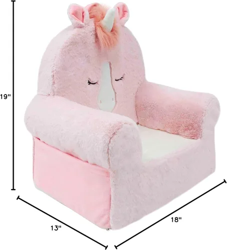 Miniatura 3 de Soft Landing Animal Adventure Sweet Seats - Silla de personaje comprimida de unicornio rosa, asientos dulces, con asa de transporte y bolsillos