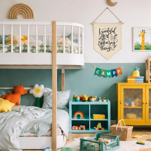 Miniatura 5 de Beautiful Girl You Can Do Amazing Things - Bandera colgante de lona para pared, regalo para niña, bebé, niños, guardería, habitación de niños