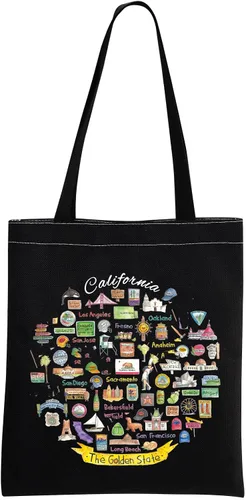 MNIGIU California Tote Bag - Blanco, Mediana, perfecta para viajes, uso diario y almacenamiento de maquillaje