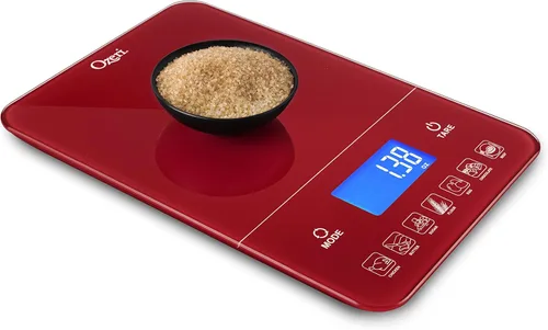 Miniatura 6 de Ozeri Touch III balanza digital de cocina de 22 libras con contador de calorías y vidrio templado., rojo (Red Engine)