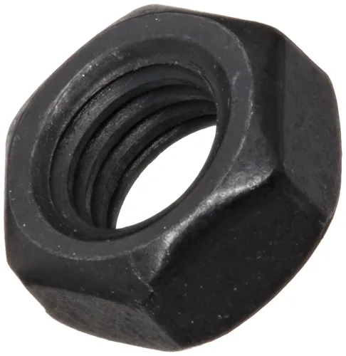 Tuerca hexagonal de acero inoxidable 18-8, acabado de óxido negro, DIN 934, métrica, tamaño de rosca M5-0.8, 0.315 in de ancho en pisos, 0.157 in de