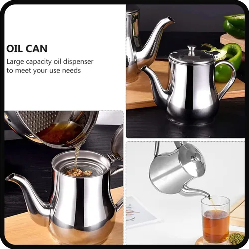 Miniatura 8 de Olla de filtro de aceite de acero inoxidable con colador, olla de aceite de acero inoxidable con colador y boquilla, jarra de aceite de filtro