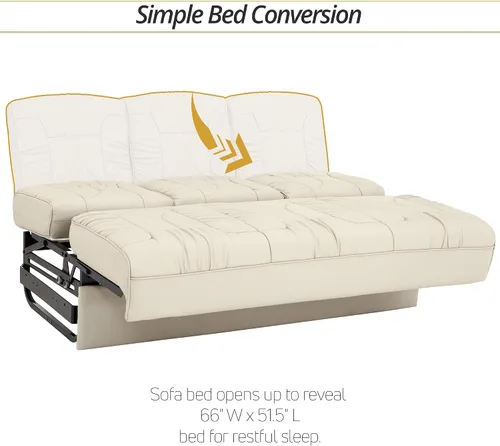 Miniatura 6 de De Leon - Sofá cama consola para caravana, 66 pulgadas de ancho, cuero definitivo, color bisque