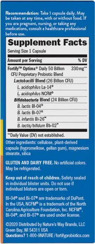 Miniatura 8 de Nature's Way Fortify Optima 50 mil millones de probióticos diarios, 50 mil millones de cultivos vivos, 6 cepas probióticas, apoya la salud digestiva
