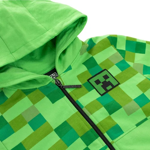 Miniatura 5 de Minecraft Sudadera con capucha Creeper para niño, forro polar verde con licencia oficial de star wars silent one crew.