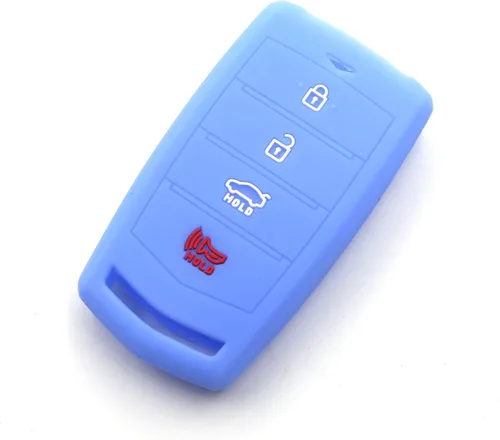 4 botones de silicona llavero remoto Smart Key Funda protectora para Hyundai Genesis G70 G80 G90 EQ900, Azul-cielo