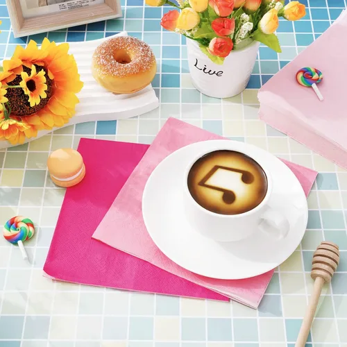 Miniatura 4 de Whaline Servilletas de papel rosa, 3 colores degradados, desechables, servilletas de almuerzo para el día de San Valentín, boda, cumpleaños, Rosado