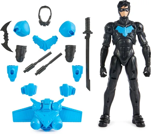 DC Comics, Batman Adventures, figura de acción Nightwing, 15 accesorios de armadura, 17 puntos de articulación, 12 pulgadas, juguete de superhéroe