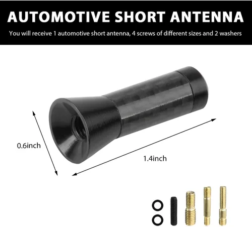 Miniatura 2 de Antena corta para automóvil, antena de radio de aleación de aluminio rechoncha de 1.37 pulgadas con tornillos y juntas de goma, mini antena aérea