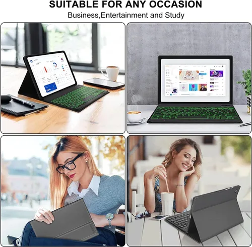 Miniatura 8 de Funda con teclado para Samsung Galaxy Tab A11 Plus / A9 Plus de 11 pulgadas, con retroiluminación Bluetooth A9+ con soporte para bolígrafo S