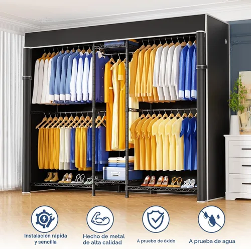 Miniatura 5 de Ulif E12C - Sistema organizador de armario resistente, perchero de ropa independiente, perchero ajustable para ropa de 71 pulgadas de ancho x 16