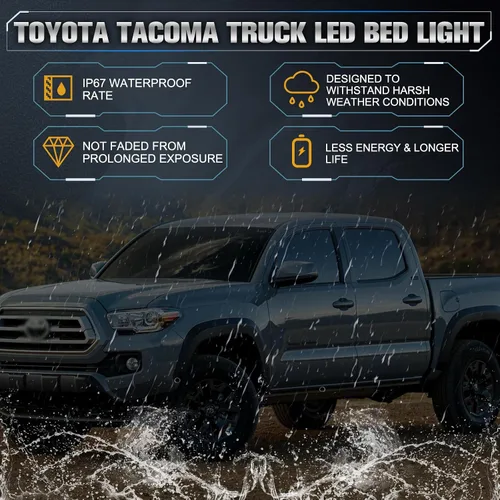 Miniatura 7 de Kit de iluminación LED azul hielo para camión, 2 unidades, para cajuela de automóvil, compatible con Toyota Tacoma 2020 2021 2022 2023