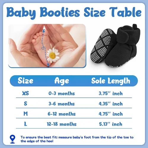 Miniatura 4 de Pro Goleem Fleece Baby Booties - Warm Cozy Baby Slippers, Easy to Put on, Soft Newborn Booties Non-Slip Adjustable Baby Shoes for Boys and