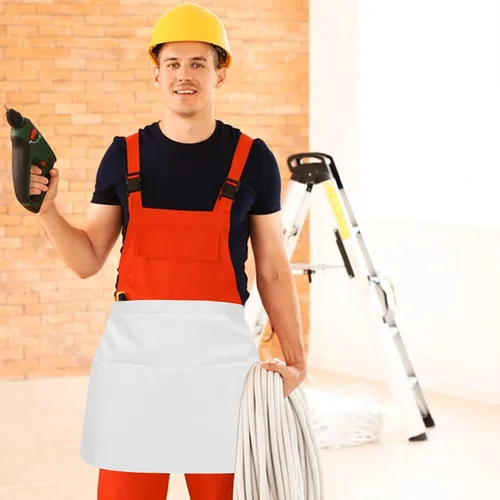 Miniatura 5 de SOLUSTRE Waterproof Polyester Work Apron with Large Pocket Unisex Waist Server Apron for Cooking and Canteen Use for Waitstaff and Kitchen Tasks