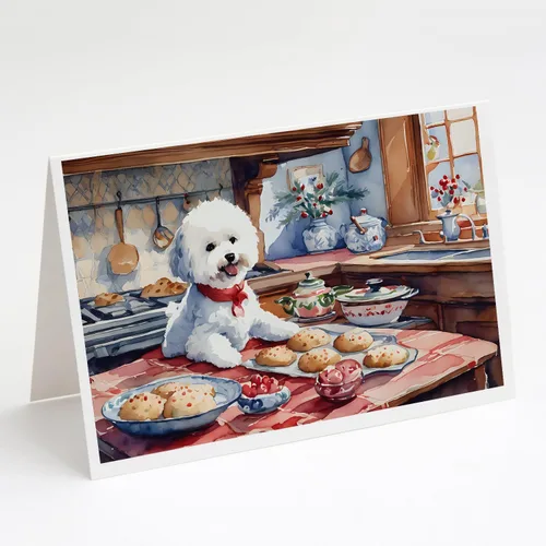 Miniatura 60 de Caroline's Treasures DAC3884GCA7P Paquete de 8 tarjetas en blanco de Navidad con galletas de husky siberiano Tarjetas de felicitación con sobres
