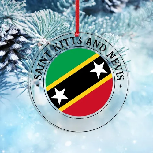 Miniatura 8 de Adorno de Navidad redondo de acrílico transparente de San Cristóbal y Nieves con la bandera nacional de San Cristóbal y Nieves, regalo de Navidad