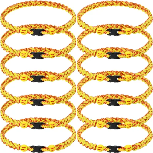 Miniatura 7 de Jexine Collares de béisbol de sóftbol para niños, collar de cuerda de béisbol de 3 cuerdas trenzadas Tornado Titanio, collar deportivo de sóftbol