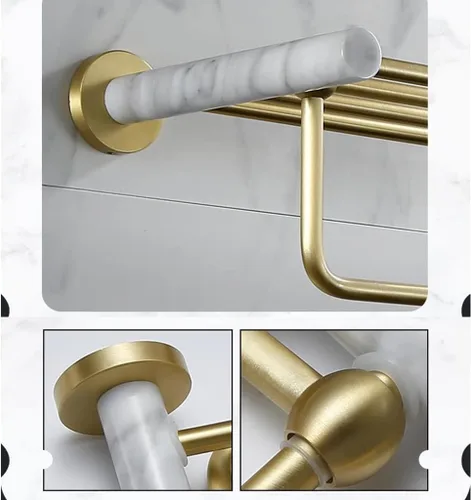 Miniatura 3 de Toallero para baño, espacio de luz nórdico, de aluminio, dorado, cepillado, toallero, toallero, barra de toalla de mármol natural, color y toallero