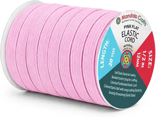 Miniatura 208 de Mandala Crafts - Rollo de cordón elástico plano para costura y manualidades Blanco