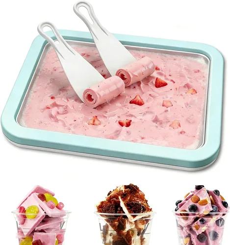 Máquina de helados instantáneos, máquina de helados enrollados con 2 espátulas, yogur helado casero para actividades divertidas de padres e hijos,