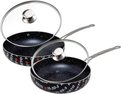 Miniatura 12 de Sartenes antiadherentes con tapas, sartenes de granito con revestimiento de piedra, juego de sartenes antiadherentes para cocinar eléctricas, de gas