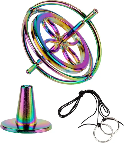 Miniatura 2 de QLKUNLA - Juguete de giroscopio de metal, antigravedad, rotativo, para escritorio, giroscopio de movimiento de vuelo, equilibrio de física, juguete