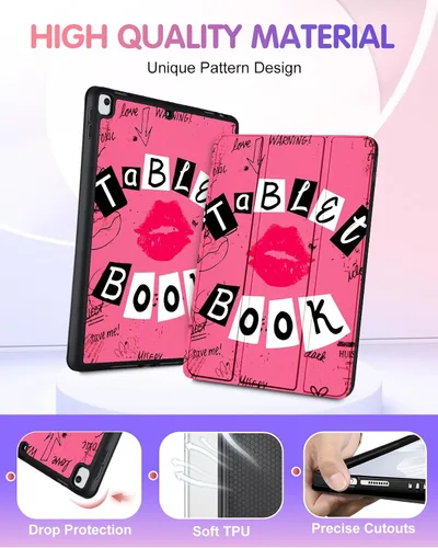 Miniatura 3 de Uppuppy para iPad 9ª/8ª/7ª Generación Funda de 10.2 Pulgadas para Niñas Lindas Mujeres Folio Smart Cover con Soporte para Lápices Diseño de Labios