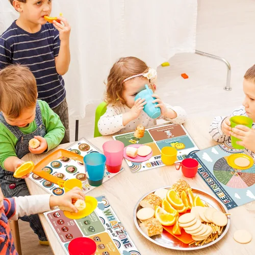 Miniatura 5 de Juego de 8 manteles individuales para niños y niñas con diseño de esquina relajante, diseño bohemio, para salud mental, antideslizante, lavable