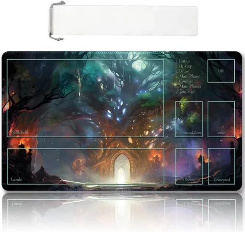 Miniatura 24 de Tapete de juego MTG cosido de alta calidad con zonas y parte trasera de goma antideslizante, tapete de juego TCG para MTG y otros juegos de cartas