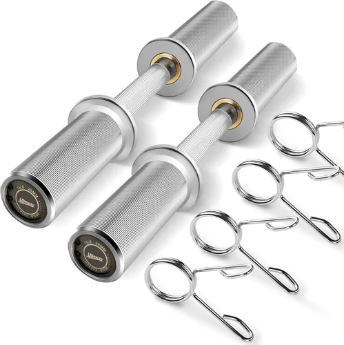 Miniatura 10 de Uboway Manijas de mancuernas olímpicas de 16"/20": barras de mancuernas cargables, asas de levantamiento de pesas resistentes, compatibles con placa