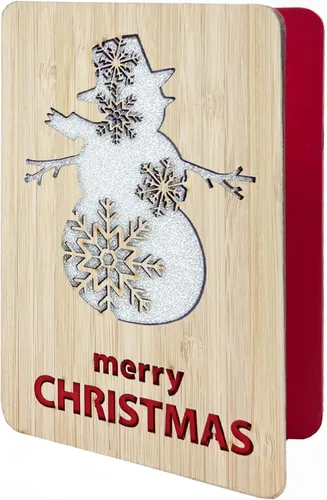 Miniatura 24 de 67 divertidas tarjetas de madera de Navidad, Ho Merry Chaos‑Mas, interior rojo en blanco para mensaje personalizado, regalo para familiares