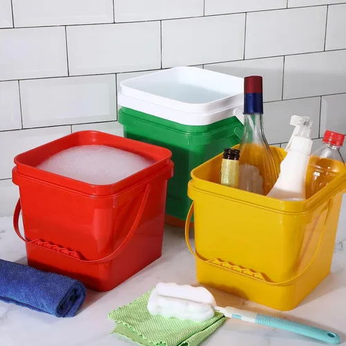 Miniatura 4 de Mifoci 4 cubos de plástico cuadrados de 5 cuartos de galón, cubo de limpieza, cubo pequeño con asa para limpieza de la casa, almacenamiento