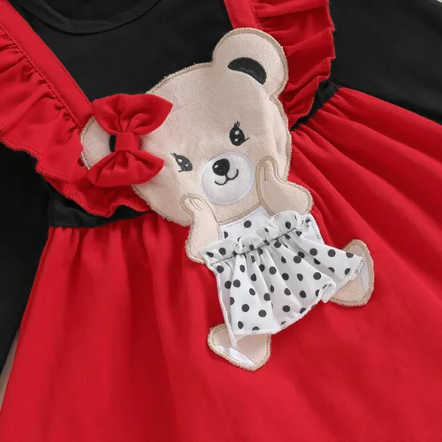 Miniatura 5 de Trajes de Navidad para niñas pequeñas, vestido de manga larga, falda vintage de encaje de una pieza, vestido de fiesta de terciopelo rojo, vestido