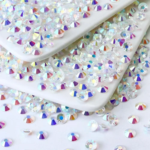 Miniatura 26 de 1440 piezas de diamantes de imitación SS20 de cristal de vidrio con parte posterior plana, gemas de cristal redondas de parte posterior plana