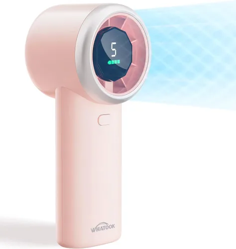 WHATOOK Ventilador turbo portátil de mano, mini ventilador personal de 5 velocidades con batería recargable de 4000 mAh, ventilador de bolsillo