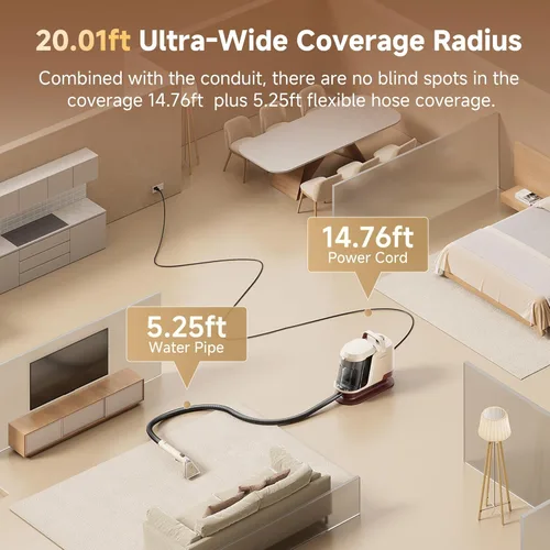 Miniatura 6 de Uwant Máquina limpiadora de alfombras portátil de 22 Kpa para mascotas, máquina limpiadora de tapicería con solución oxy, juego de 1 para manchas