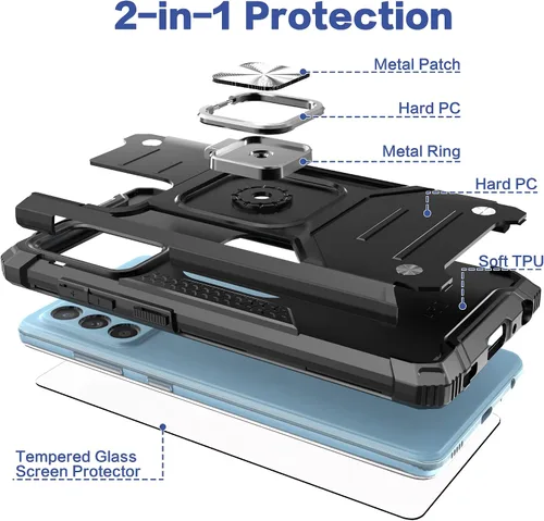 Miniatura 6 de Funda para Galaxy A52 5G con protector de pantalla, a prueba de caídas, ajuste delgado, con soporte para automóvil, funda protectora ligera