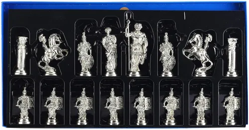 Miniatura 2 de (Sin tablero) Figuras históricas hechas a mano de Roma Piezas de ajedrez de metal, tamaño grande, tamaño King 4 pulgadas (solo piezas)