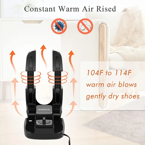 Miniatura 2 de Secador de botas con temporizador, calentador de calor para botas de trabajo, guantes, pies sudorosos, tenis, secadora portátil con estante plegable