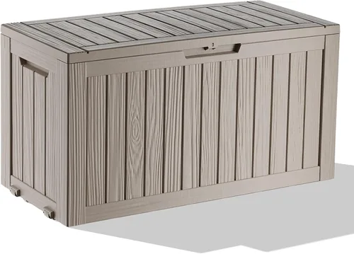Miniatura 22 de ROJIK - Caja de almacenamiento para exteriores, impermeable, para patio y piscina, herramientas de jardín y cojines, banco con tapa con cerradura