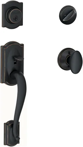 Miniatura 34 de Schlage F60 V CAM 716 ACC - Juego de manijas para puerta de entrada con manija Accent, diseño Camelot, cerradura de entrada con llave de lado único