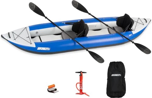 Miniatura 10 de Sea Eagle Kayak inflable Explorer de 380 x 12 pies 6 pulgadas - Pesca, excursión, camping, exploración y riego blanco, esquivaje extraíble, piso