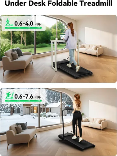Miniatura 3 de FelFast Walking Pad Treadmill, 12% 5-Level Auto Incline, 2-in-1 Under Desk Foldable w/Remote Control, 12 HIIT Mode, 265 Lbs, 7.6 MPH Max, Portable