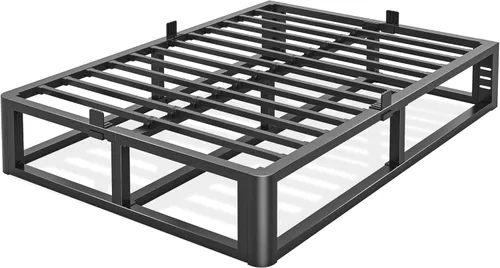 Miniatura 9 de Firpeesy Base de cama individual de metal resistente de 14 pulgadas con esquinas redondeadas y agujero para cabecero, retenedores de colchón de 3500